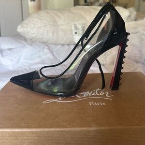 Christian Louboutin Black and Red Spiked Heels